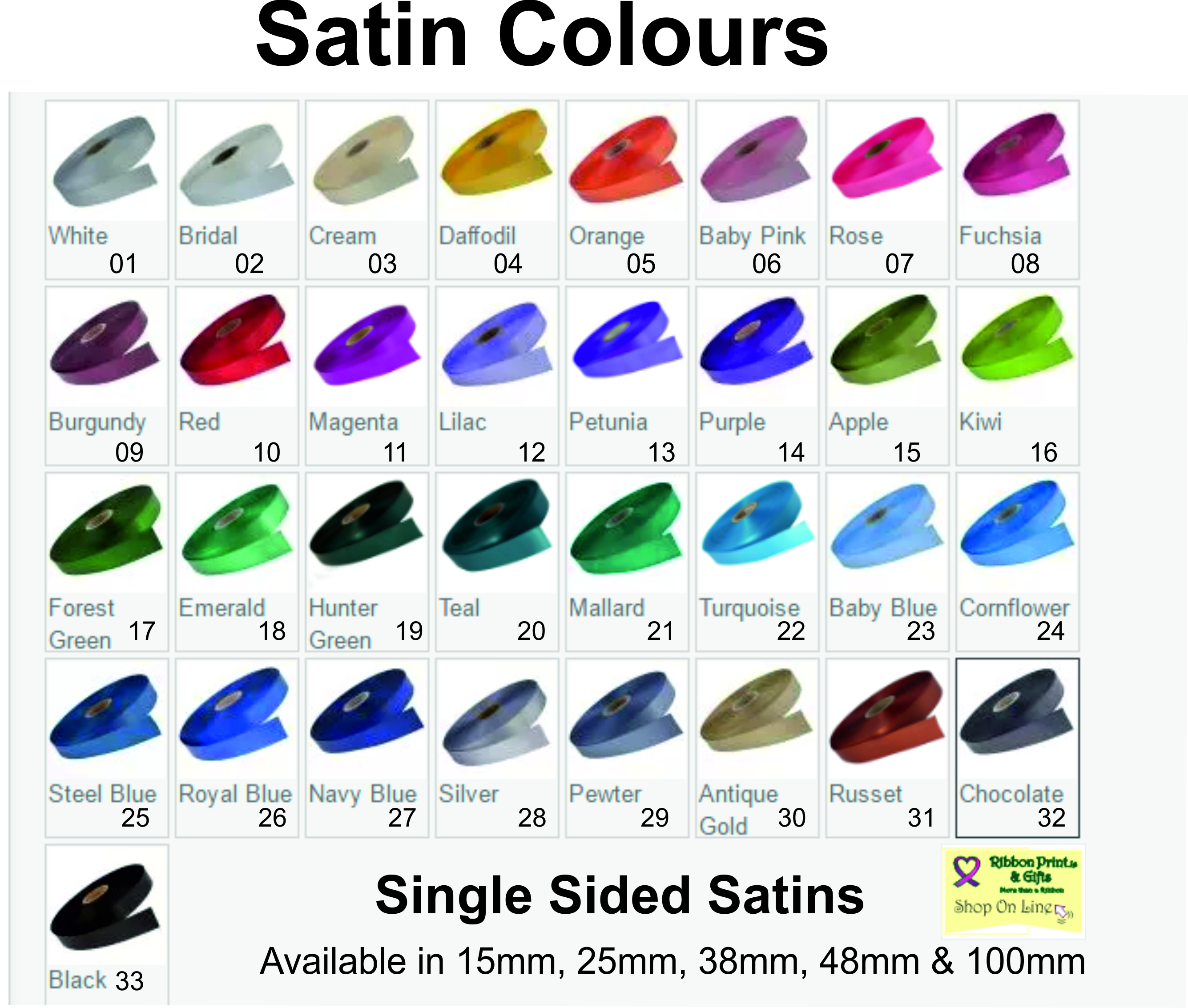Satin Ribbon Colours